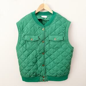 ODDY | Kelly Green Puffer Vest Oversized Full Zip Warm Winter Outerwear | XL